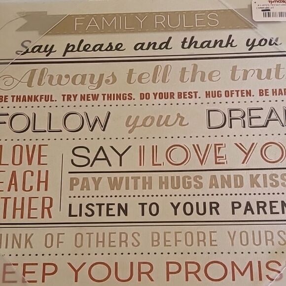 Family Rules Inspirational Wall Art - Picture 3 of 7